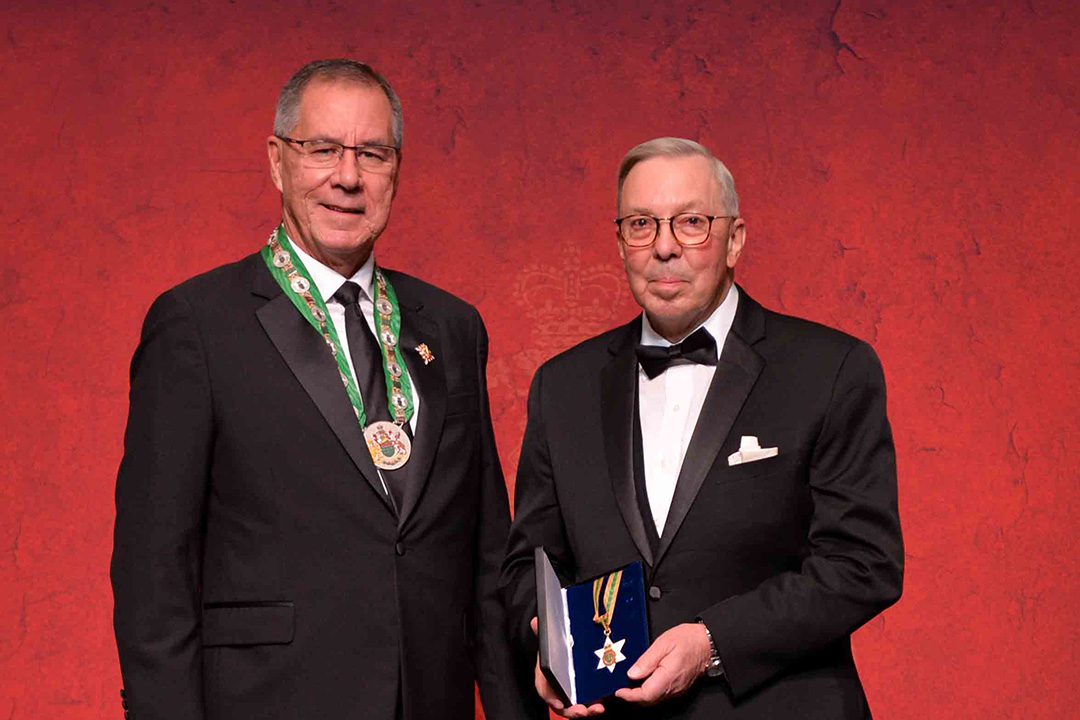 Dr. Lorne Hepworth (left) at Saskatchewan Order of Merit ceremony