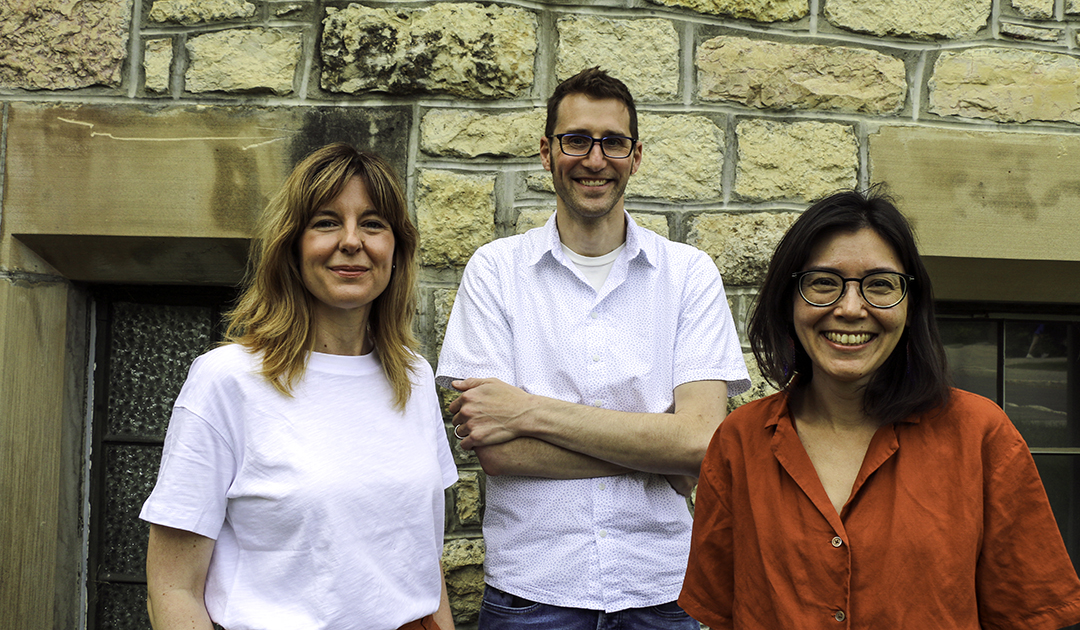 From left, USask information technology librarian Shannon Lucky, Dr. Joe Rubin of WCVM, and USask associate librarian Carolyn Doi. 