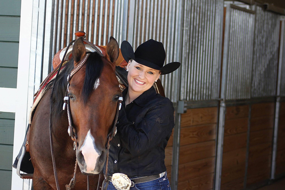 Diandra St. Hilaire and her personal show horse, Smoke Show (also known as Slick).