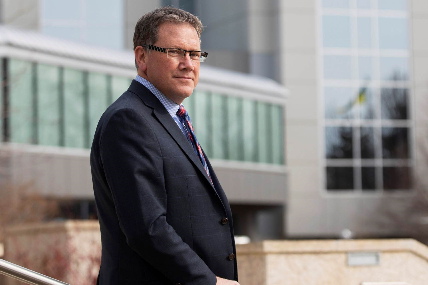 Dr. Volker Gerdts standing in front of VIDO building