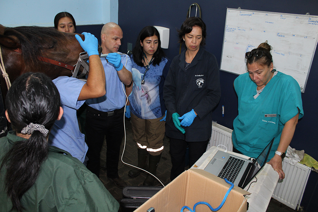 Dr. James Carmalt instructs a group of students