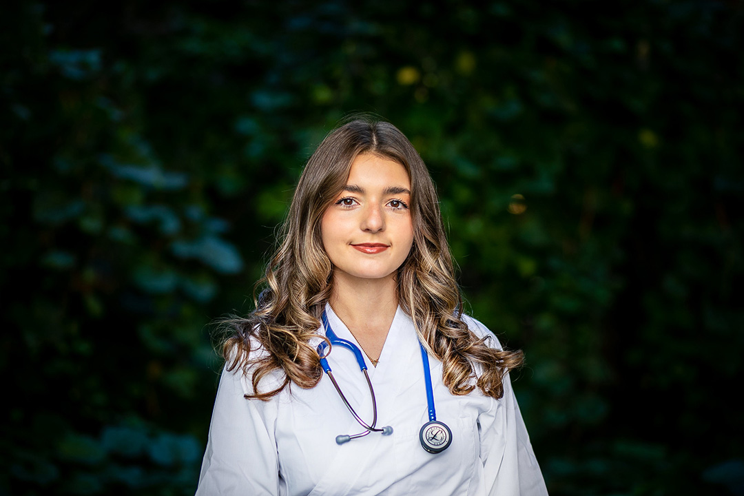 Alexandra Santos, a first-year veterinary student at the Western College of Veterinary Medicine (WCVM). Photo: Christina Weese. 