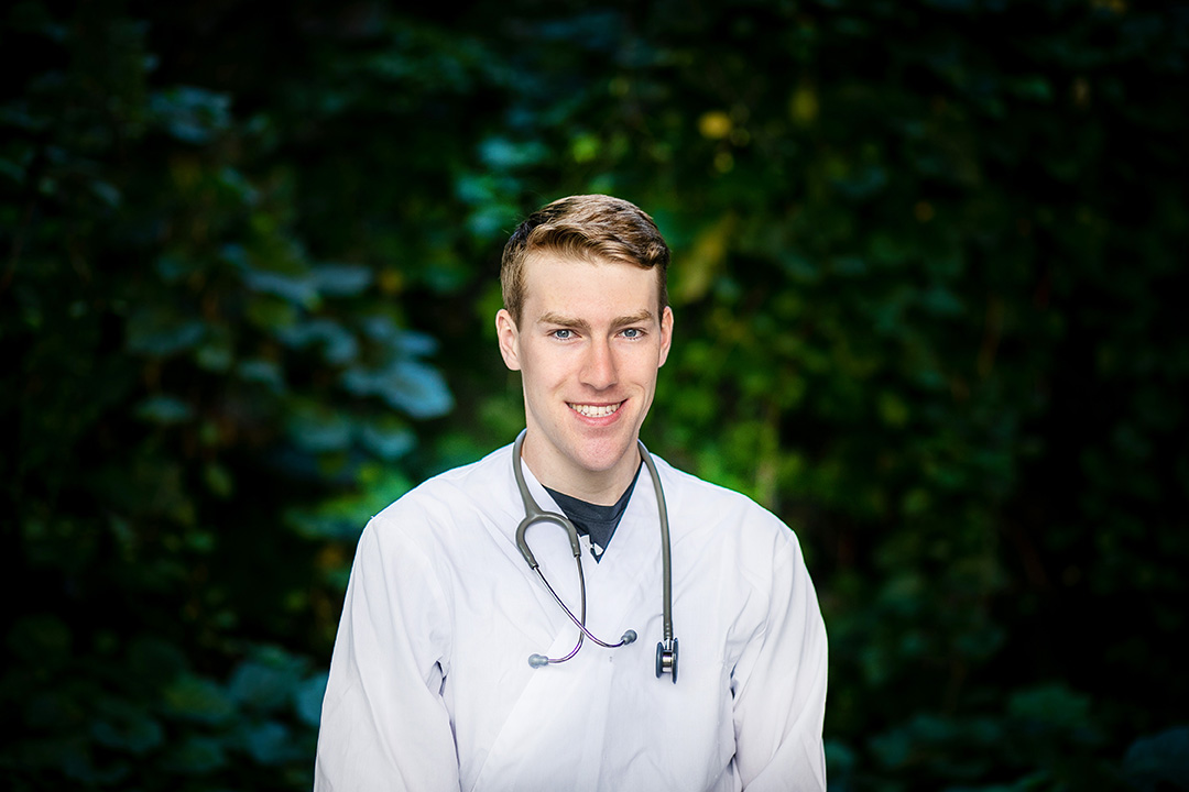 Matthew Pauls, a first-year veterinary student at the Western College of Veterinary Medicine (WCVM). Photo: Christina Weese. 