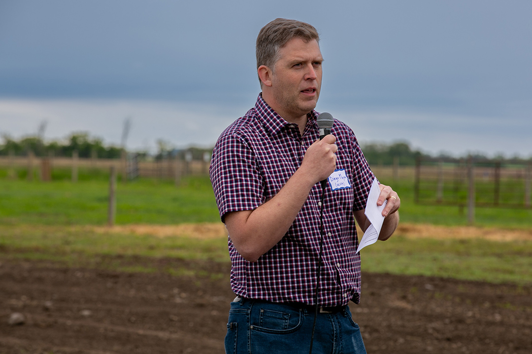 Dr. Diego Moya speaking at the LFCE Field Day